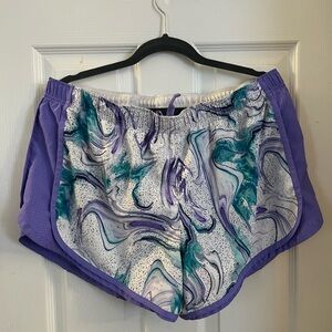 Purple and White Women's Athletic Shorts